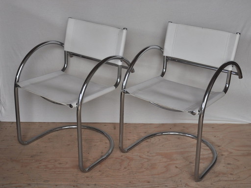 2x designer tubular frame chair