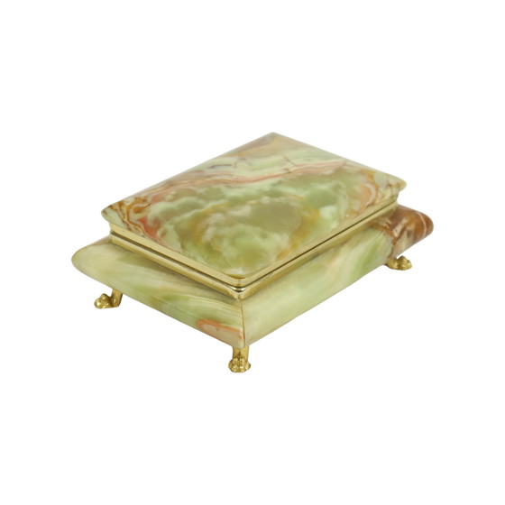 Image 1 of Italian Jewelry Box Green Onyx Marble