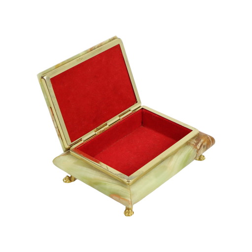 Italian Jewelry Box Green Onyx Marble