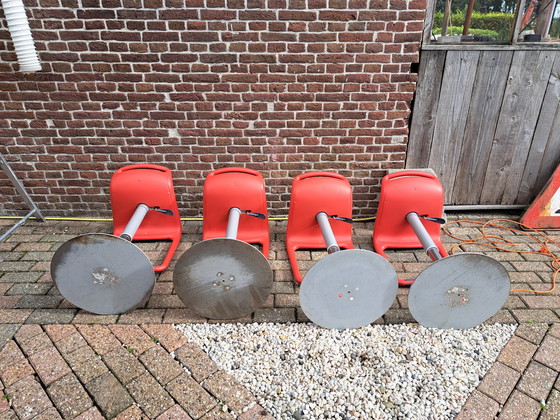 Image 1 of 4x Segis noon Italian design bar stools red