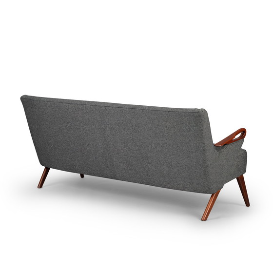 Image 1 of Dark gray reupholstered Brodersens 2.5 seater Mid-century design sofa, 1950s