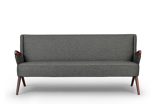 Dark gray reupholstered Brodersens 2.5 seater Mid-century design sofa, 1950s