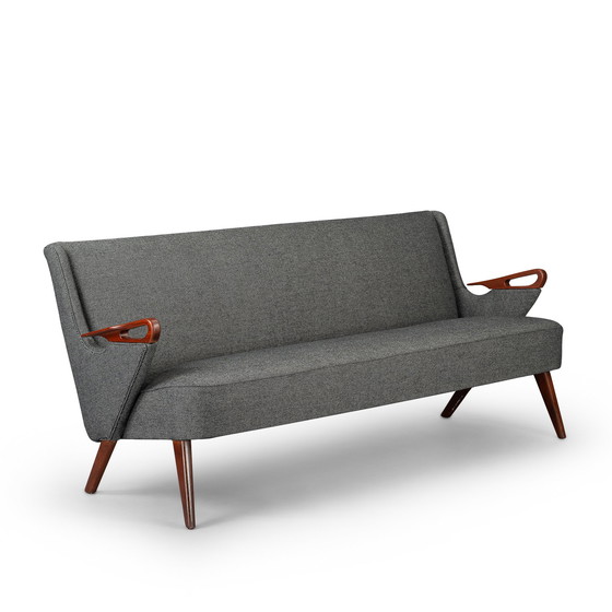 Image 1 of Dark gray reupholstered Brodersens 2.5 seater Mid-century design sofa, 1950s