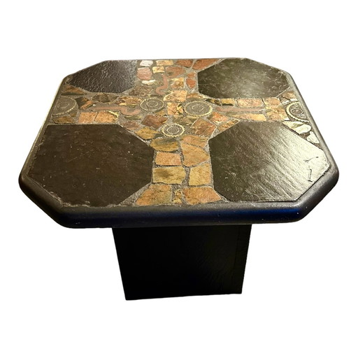 Table basse vintage en mosaïque brutaliste