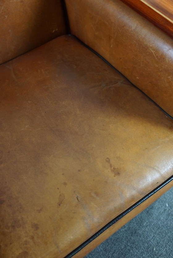 Image 1 of Sheep leather Art Deco design armchair