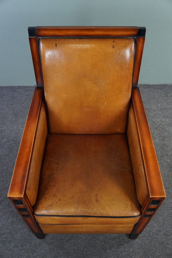 Image 1 of Sheep leather Art Deco design armchair