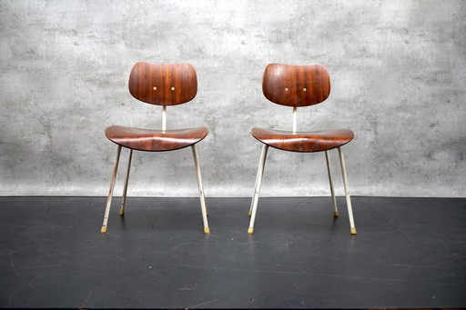 Mid-Century Se68 Side chairs with White Frame by Egon Eiermann for Wilde & Spieth, Set of 2