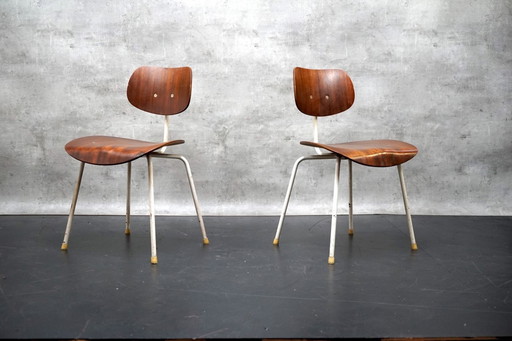 Mid-Century Se68 Side chairs with White Frame by Egon Eiermann for Wilde & Spieth, Set of 2