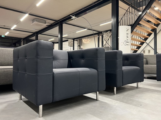 2 Gelderland 6111 Armchairs Blue leather 