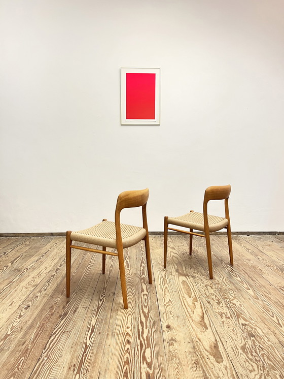 Image 1 of Pair of Danish Mid-Century Oak Dining Chairs #75, Niels O. Møller for J. L. Moller