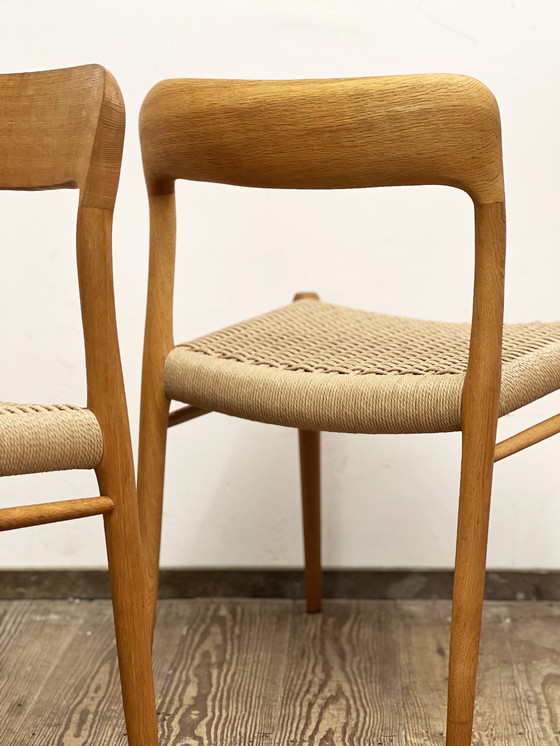 Image 1 of Pair of Danish Mid-Century Oak Dining Chairs #75, Niels O. Møller for J. L. Moller