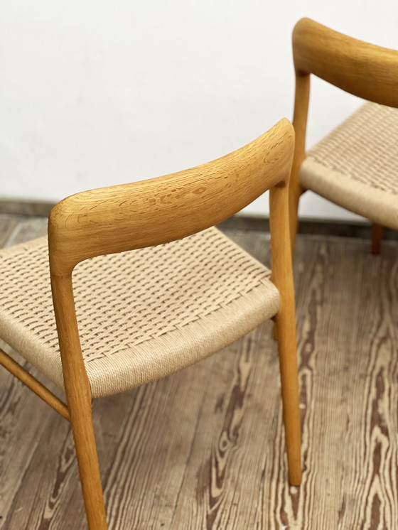 Image 1 of Pair of Danish Mid-Century Oak Dining Chairs #75, Niels O. Møller for J. L. Moller