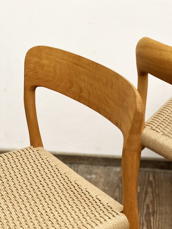 Image 1 of Pair of Danish Mid-Century Oak Dining Chairs #75, Niels O. Møller for J. L. Moller