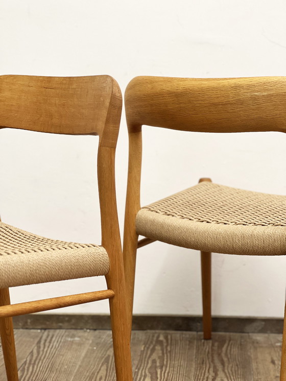 Image 1 of Pair of Danish Mid-Century Oak Dining Chairs #75, Niels O. Møller for J. L. Moller