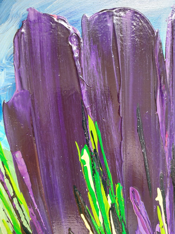 Image 1 of Ad van Hassel "TULIPS" purple