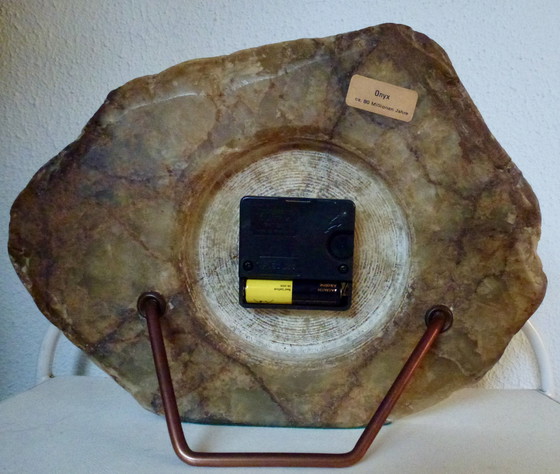 Image 1 of Vintage brown glazed marble clock.