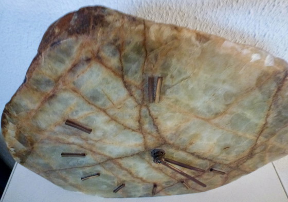 Image 1 of Vintage brown glazed marble clock.