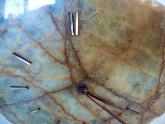 Image 1 of Vintage brown glazed marble clock.