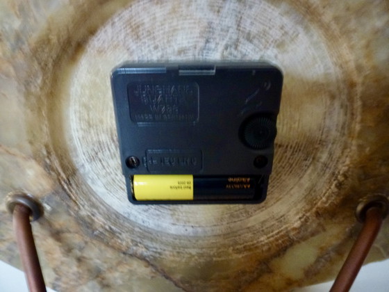 Image 1 of Vintage brown glazed marble clock.