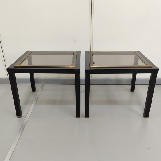 Image 1 of 2x black with gold side tables