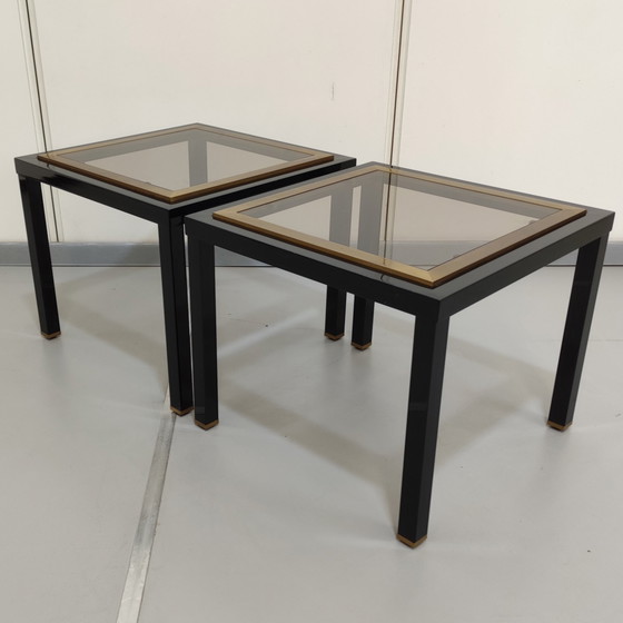 Image 1 of 2x black with gold side tables