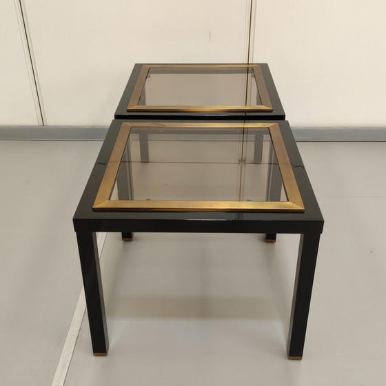 Image 1 of 2x black with gold side tables