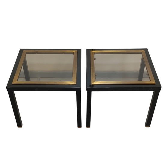 Image 1 of 2x black with gold side tables