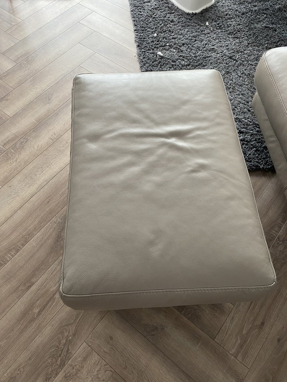 Image 1 of DFS ;leather corner sofa + ottoman