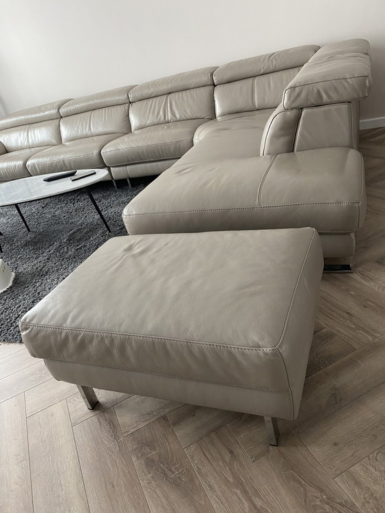 Image 1 of DFS ;leather corner sofa + ottoman