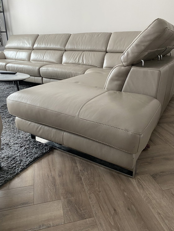 Image 1 of DFS ;leather corner sofa + ottoman