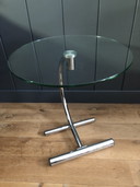Vintage side table chrome glass