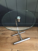 Vintage side table chrome glass