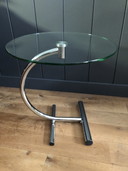 Vintage side table chrome glass