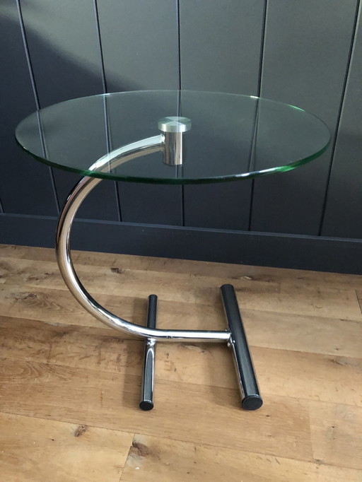 Vintage side table chrome glass