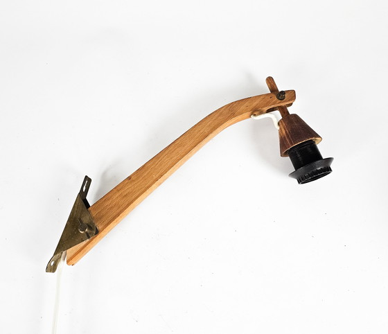 Image 1 of Mid century - swing arm - Scandinavian - Danish - teak - brass - 60's