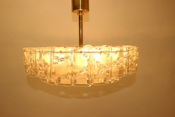 Image 1 of 2 Mid-Century German Brass & Crystal Chandelier from Doria Leuchten, 1960s