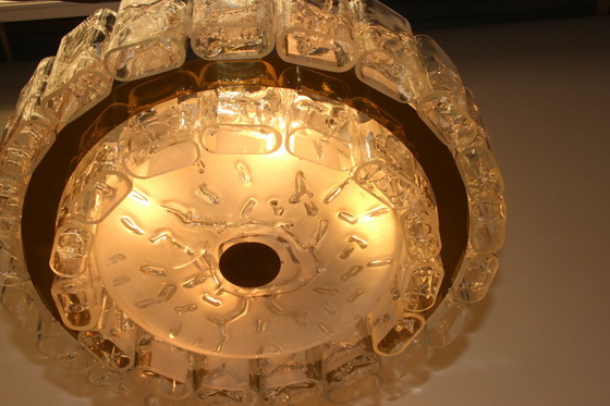 Image 1 of 2 Mid-Century German Brass & Crystal Chandelier from Doria Leuchten, 1960s