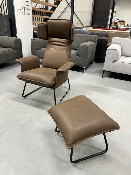 Image 1 of Jess Design Origami Armchair with ottoman brown leather