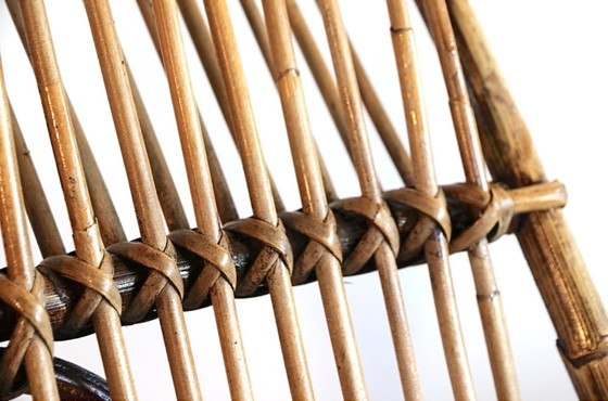 Image 1 of Fauteuil à bascule vintage en bambou