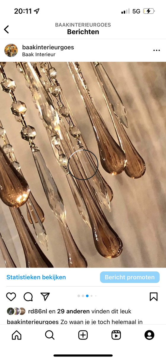 Image 1 of Lampada a sospensione a goccia, lampada vintage, struttura in ottone