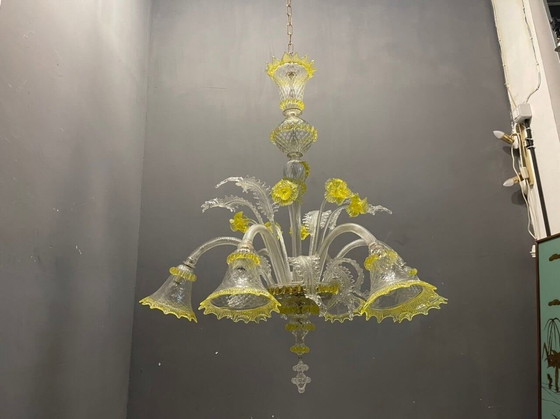 Image 1 of Murano glass flower chandelier, 1960s