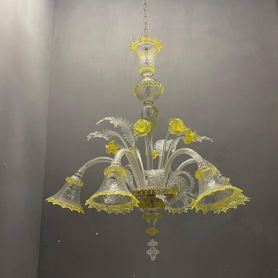 Image 1 of Murano glass flower chandelier, 1960s