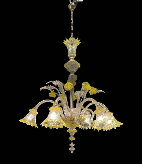 Image 1 of Murano glass flower chandelier, 1960s