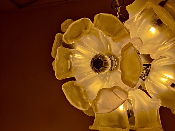 Image 1 of Murano glass flower chandelier, 1960s