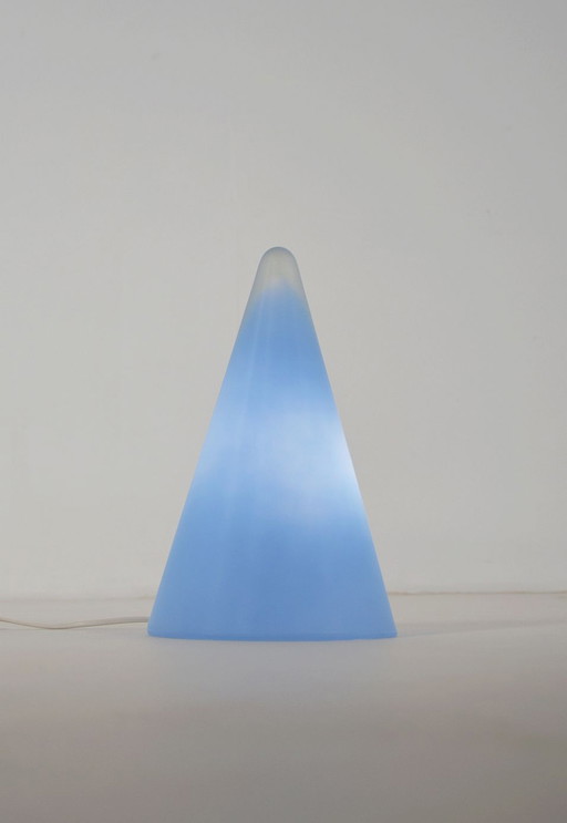 XL table lamp 'Teepee' in blue glass by SCE, 1990s