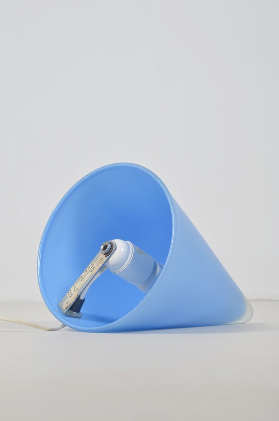 Image 1 of XL table lamp 'Teepee' in blue glass by SCE, 1990s