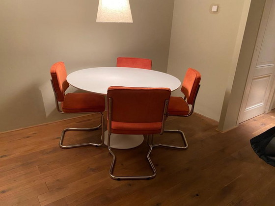 Image 1 of 4x Vintage orange dining room chairs