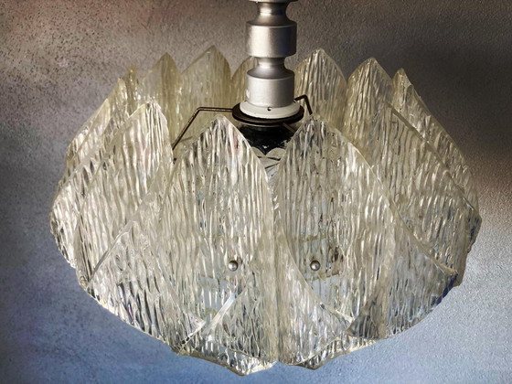 Image 1 of Lampada a sospensione vintage in vetro ghiacciato