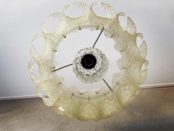 Image 1 of Lampada a sospensione vintage in vetro ghiacciato