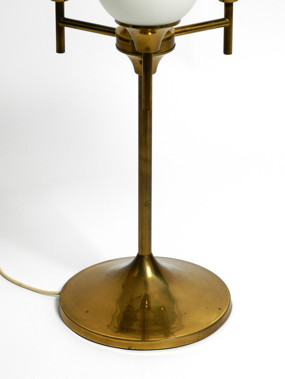 Image 1 of Beautiful large 1960s brass table or floor lamp with 4 glass spheres by Kaiser Leuchten